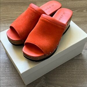M. Gemi Women's Orange Suede Slide Sandals